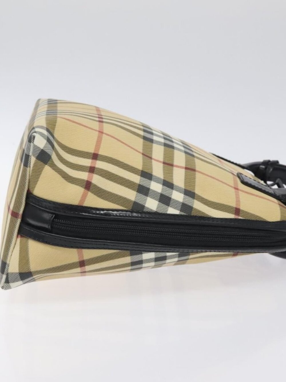 BURBERRY Nova Check Hand Bag PVC Beige Silver Auth 127268 - Picture 5 of 16